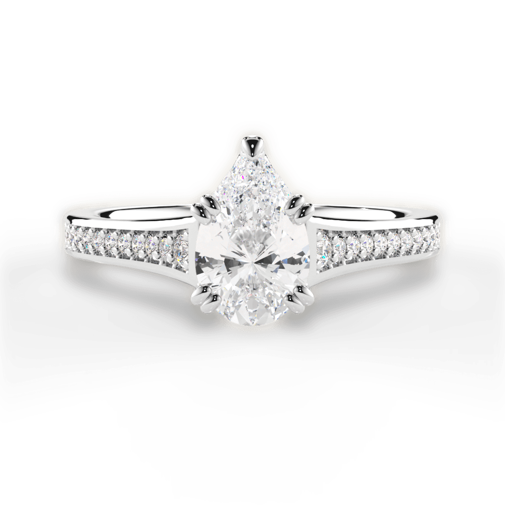 14kt White Gold/18kt White Gold/Platinum/pear/top