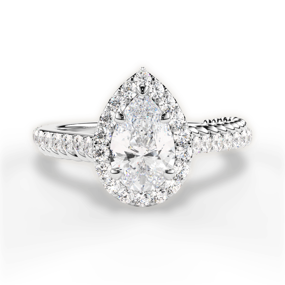 14kt White Gold/18kt White Gold/Platinum/pear/top