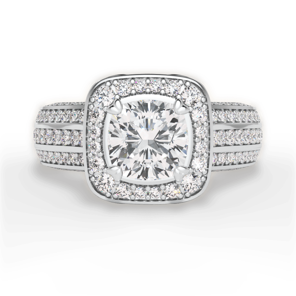 14kt White Gold/18kt White Gold/Platinum/cushion/top
