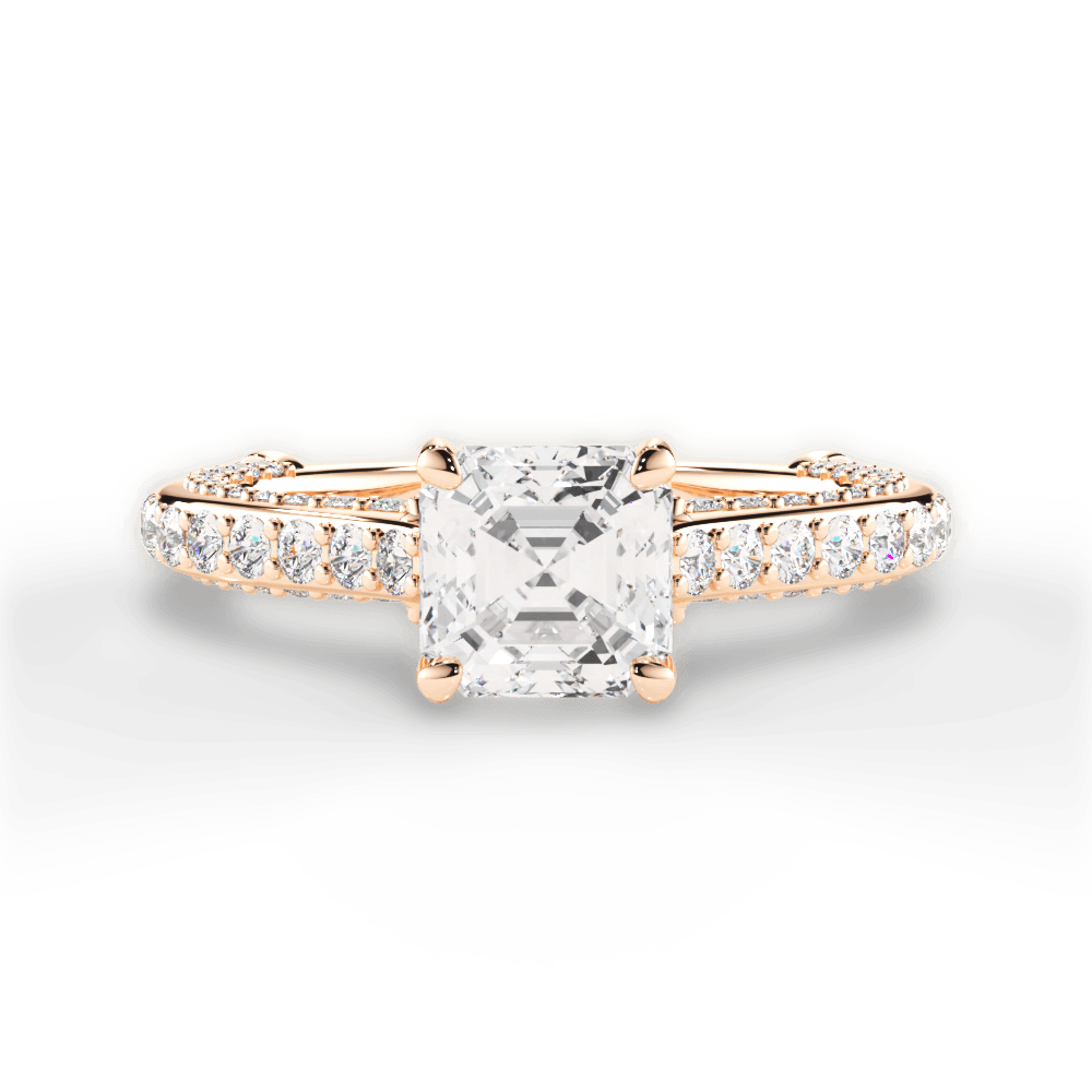 14kt Rose Gold/18kt Rose Gold/asscher/top