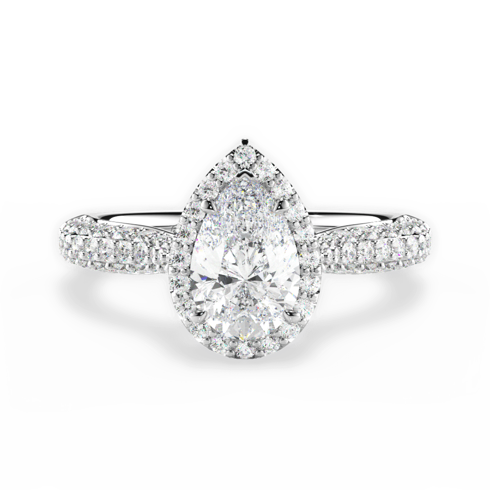 14kt White Gold/18kt White Gold/Platinum/pear/top