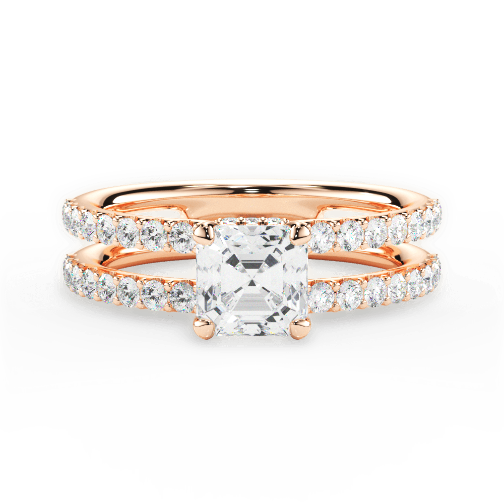 14kt Rose Gold/18kt Rose Gold/asscher/top