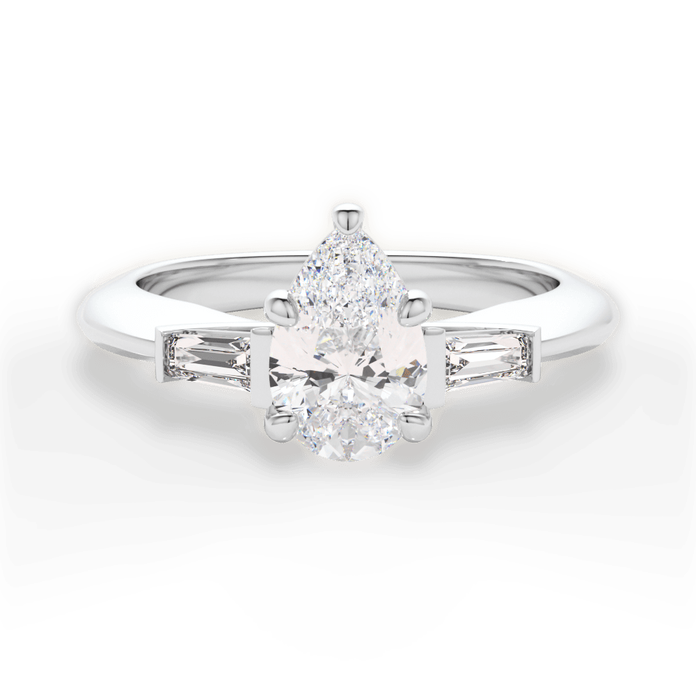 14kt White Gold/18kt White Gold/Platinum/pear/top