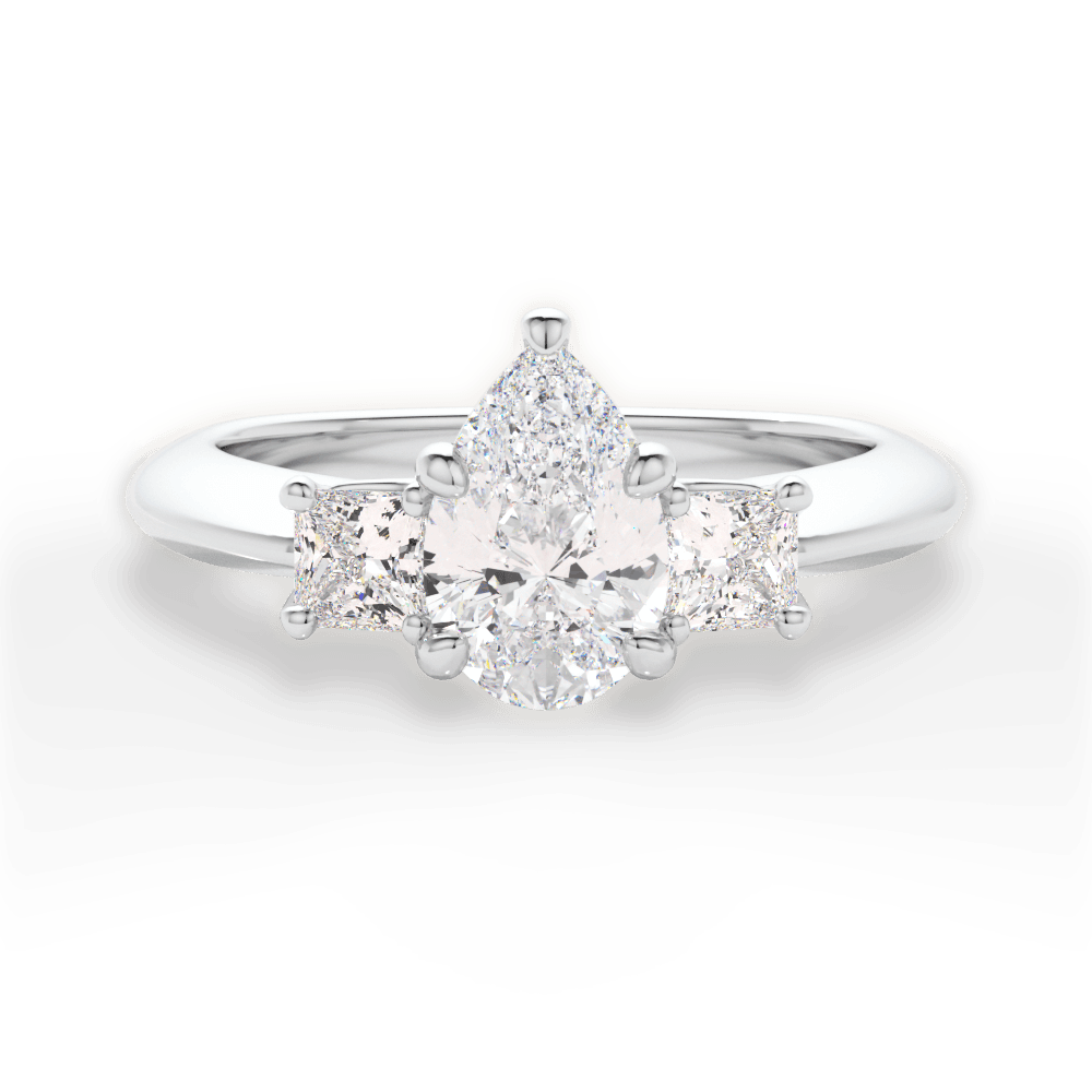 14kt White Gold/18kt White Gold/Platinum/pear/top