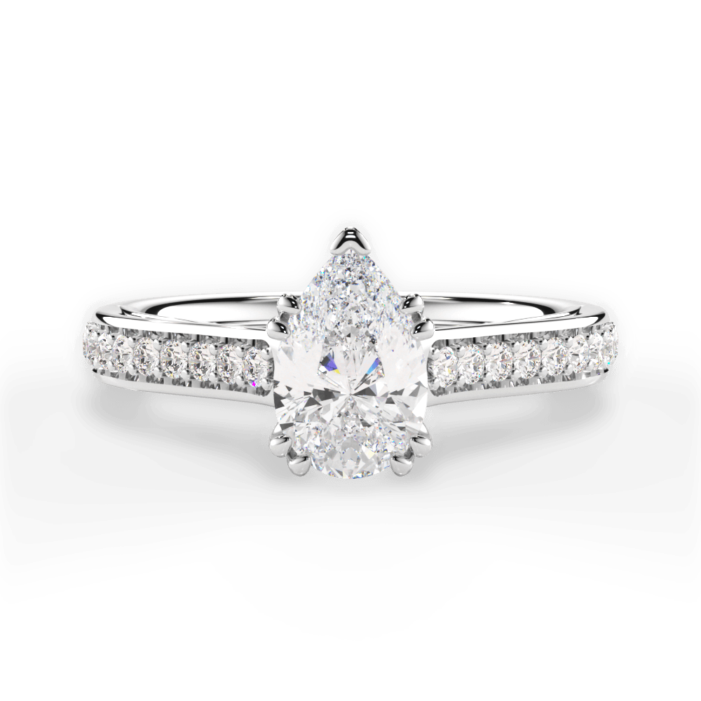 14kt White Gold/18kt White Gold/Platinum/pear/top