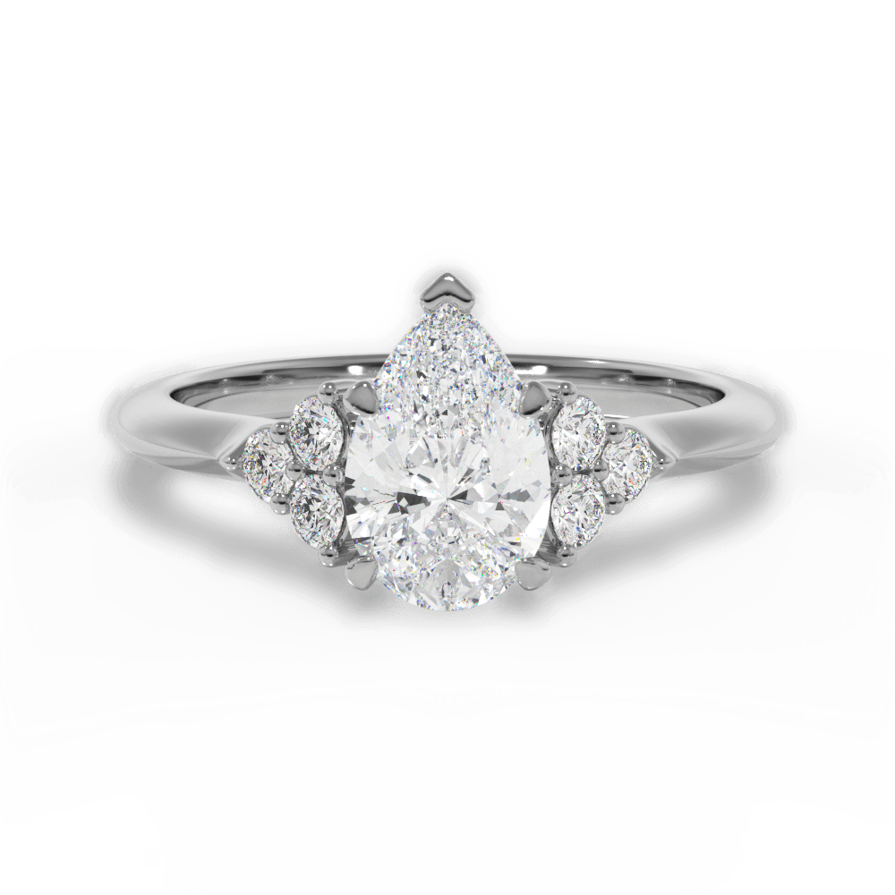 14kt White Gold/18kt White Gold/Platinum/pear/top