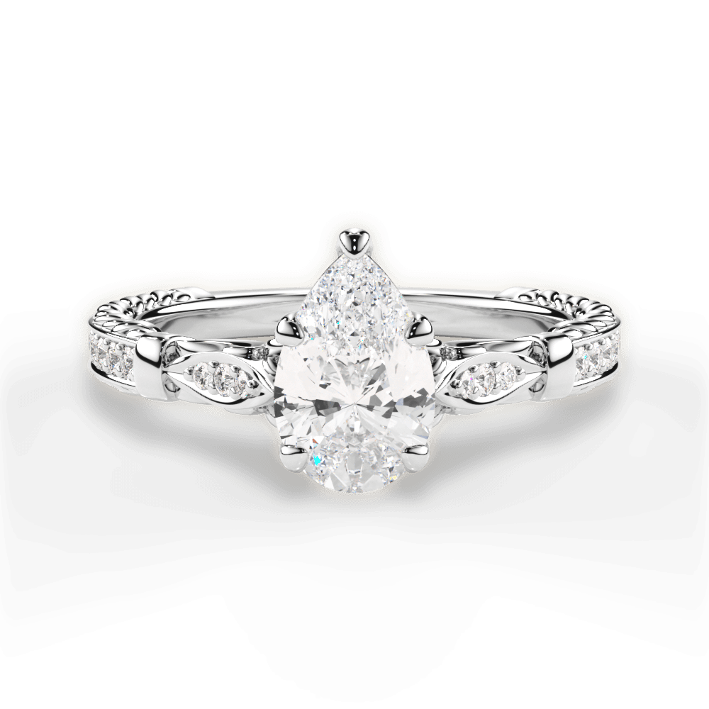 14kt White Gold/18kt White Gold/Platinum/pear/top
