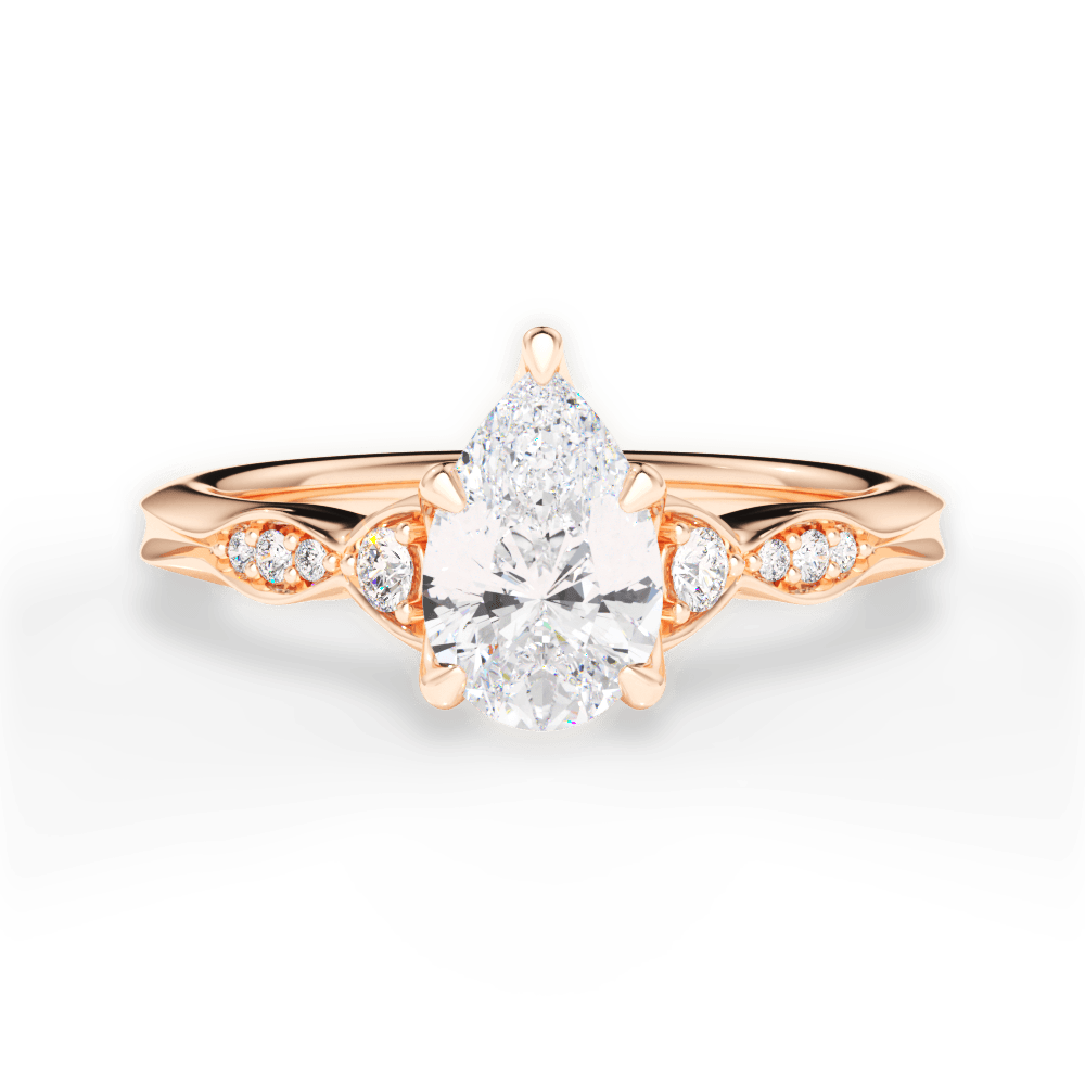 14kt Rose Gold/18kt Rose Gold/pear/top