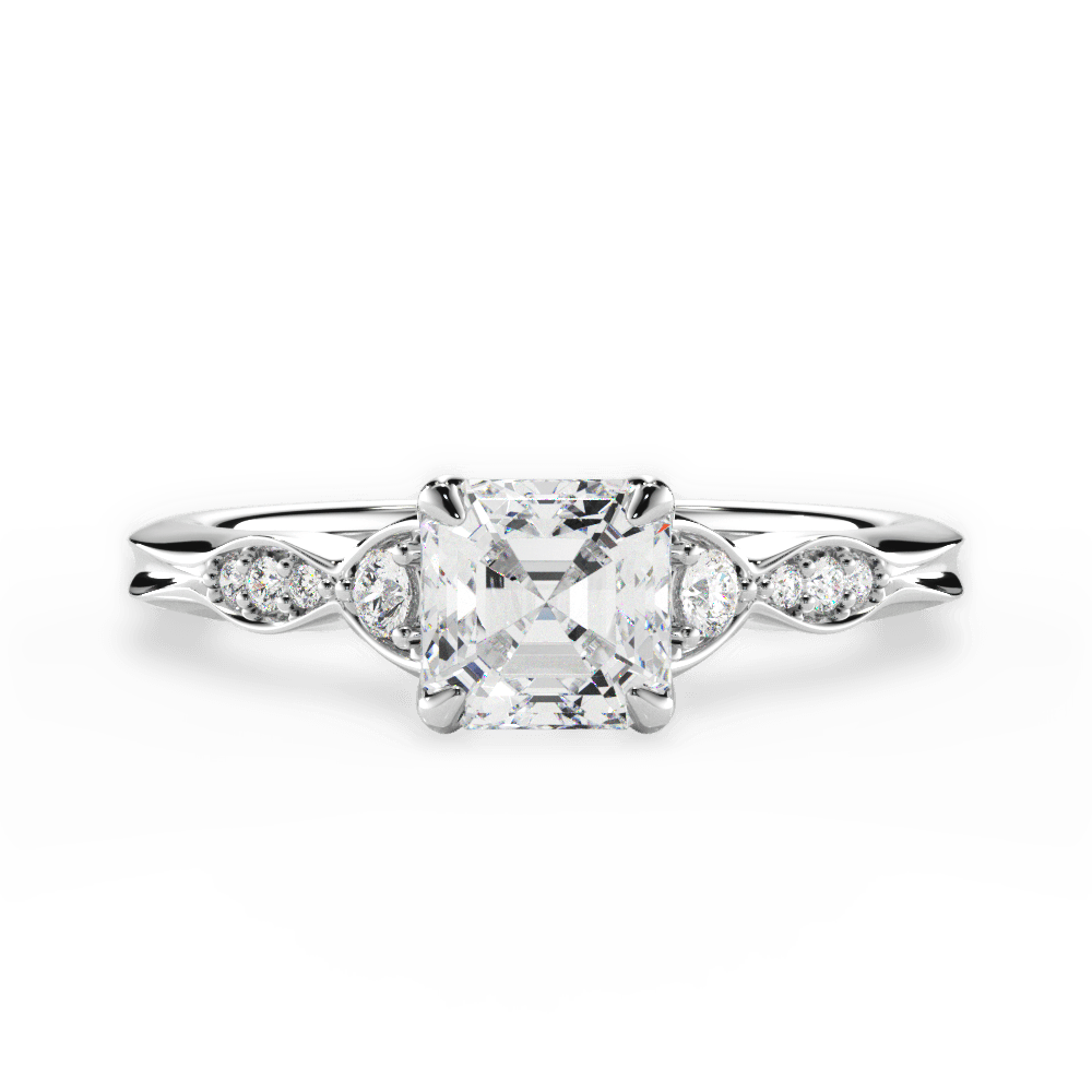 14kt White Gold/18kt White Gold/Platinum/asscher/top