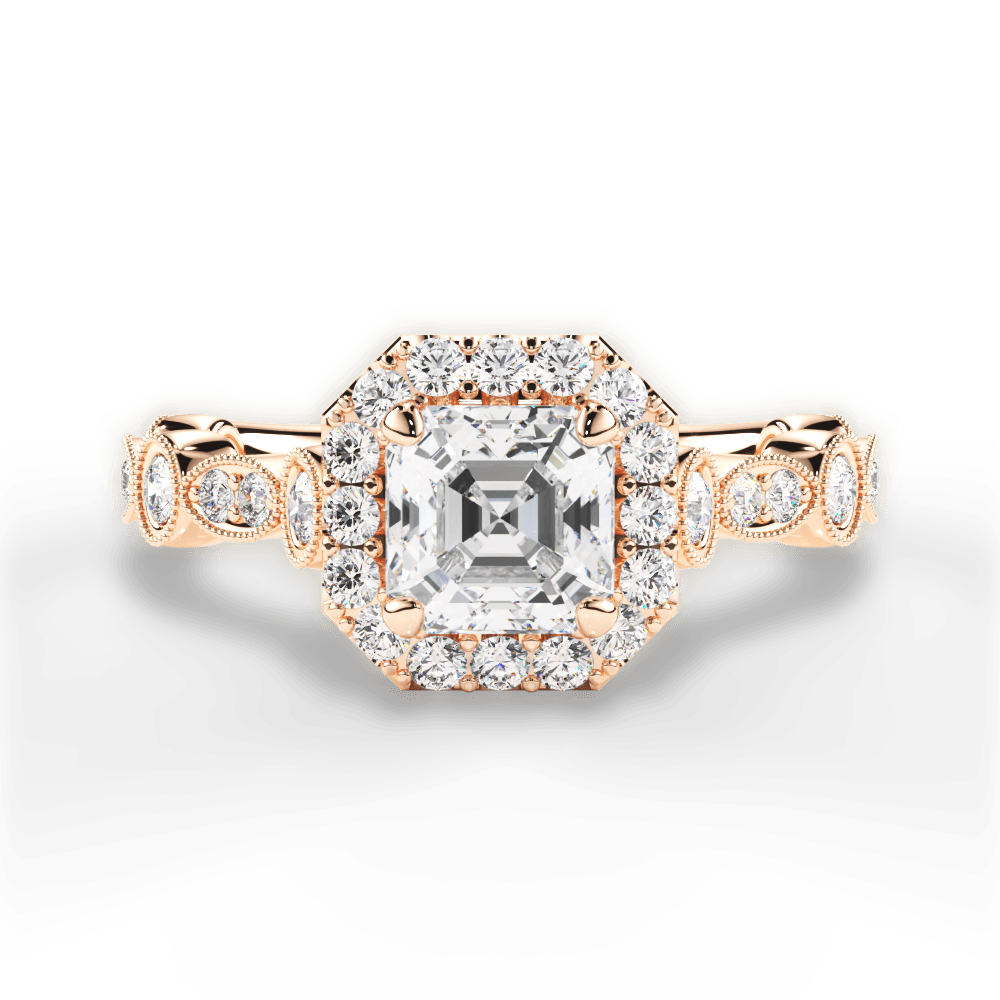 14kt Rose Gold/18kt Rose Gold/asscher/top