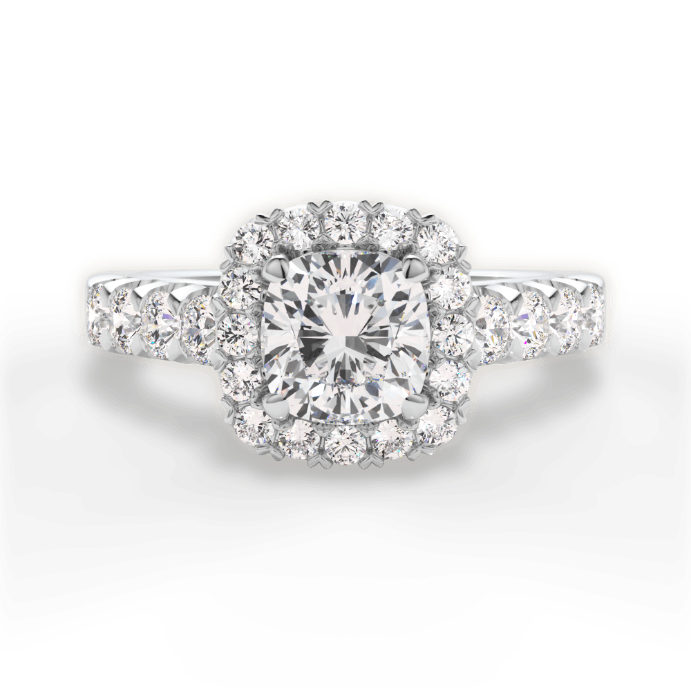 14kt White Gold/18kt White Gold/Platinum/cushion/top