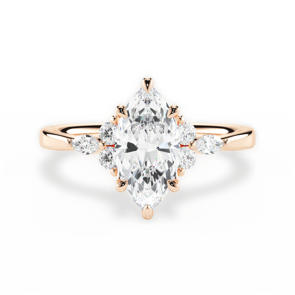 14kt Rose Gold/18kt Rose Gold/marquise/top