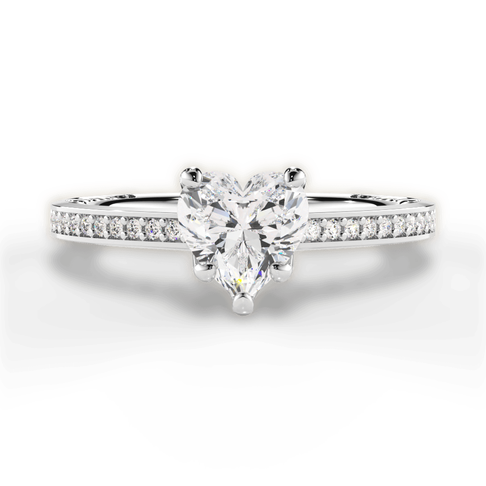 14kt White Gold/18kt White Gold/Platinum/heart/top