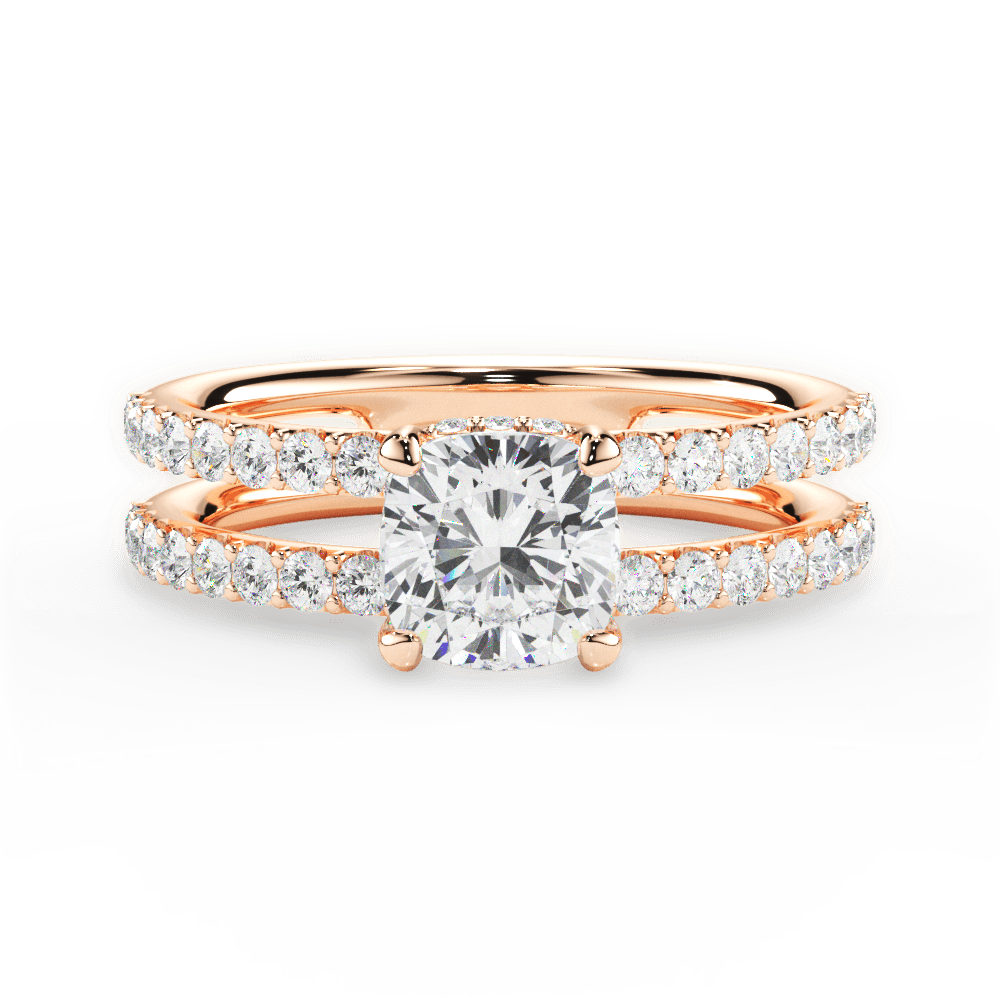 14kt Rose Gold/18kt Rose Gold/cushion/top