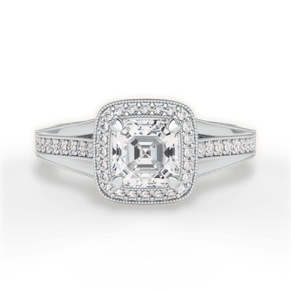 14kt White Gold/18kt White Gold/Platinum/asscher/top