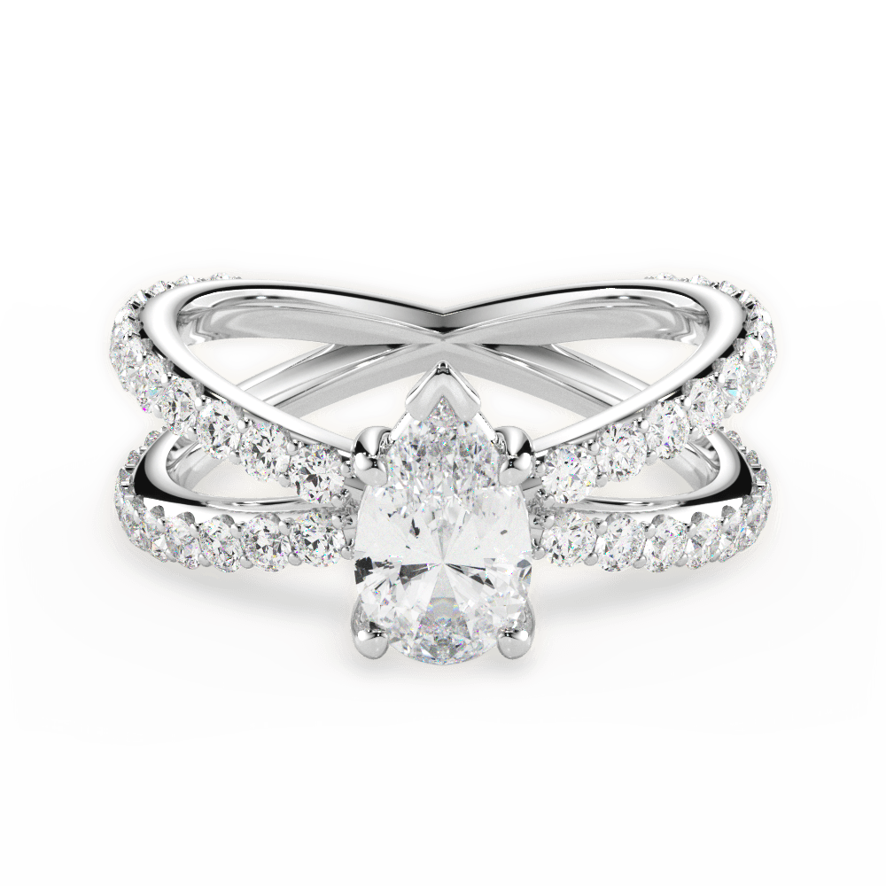 14kt White Gold/18kt White Gold/Platinum/pear/top