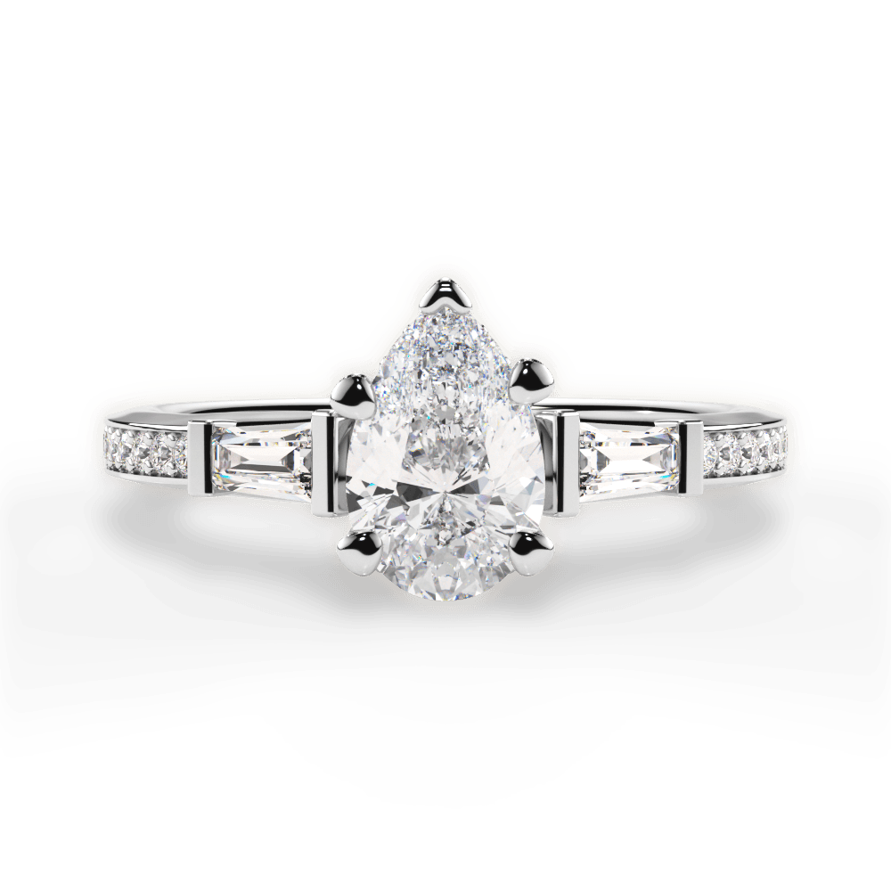 14kt White Gold/18kt White Gold/Platinum/pear/top