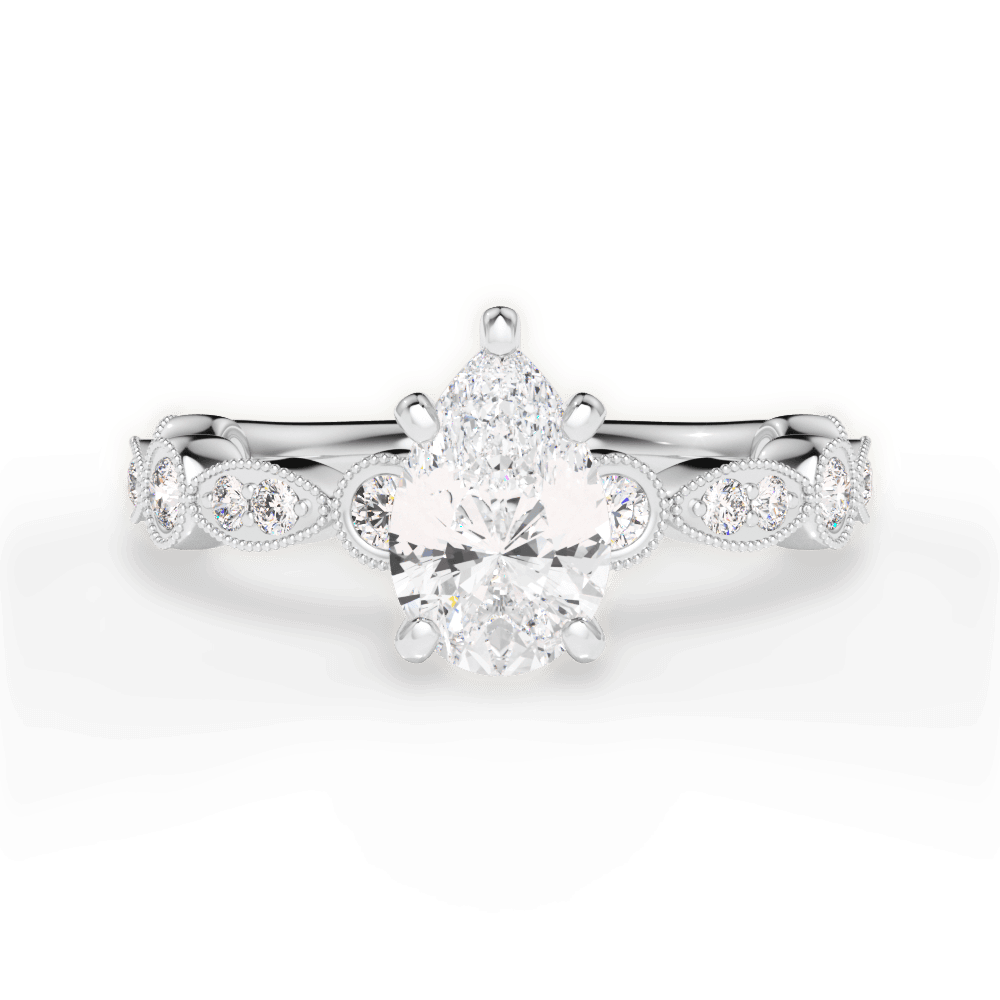 14kt White Gold/18kt White Gold/Platinum/pear/top