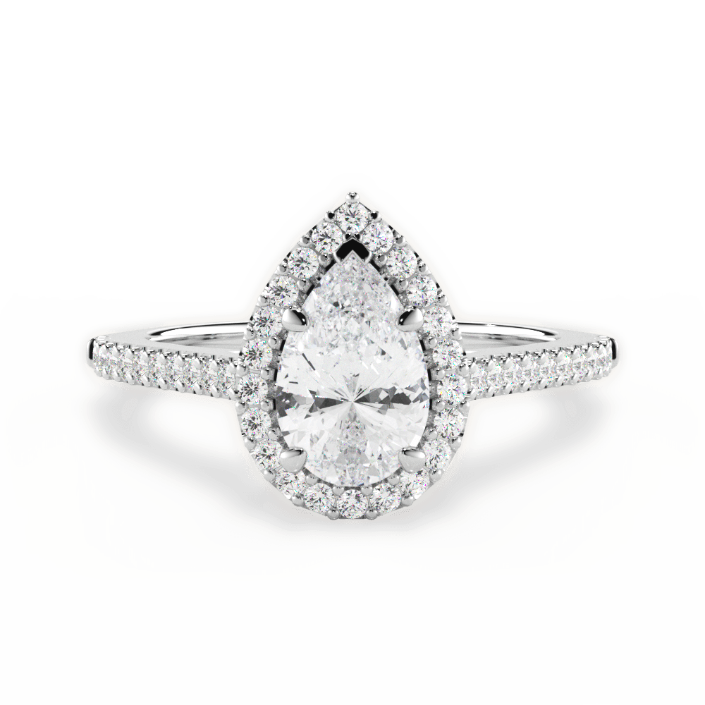 14kt White Gold/18kt White Gold/Platinum/pear/top