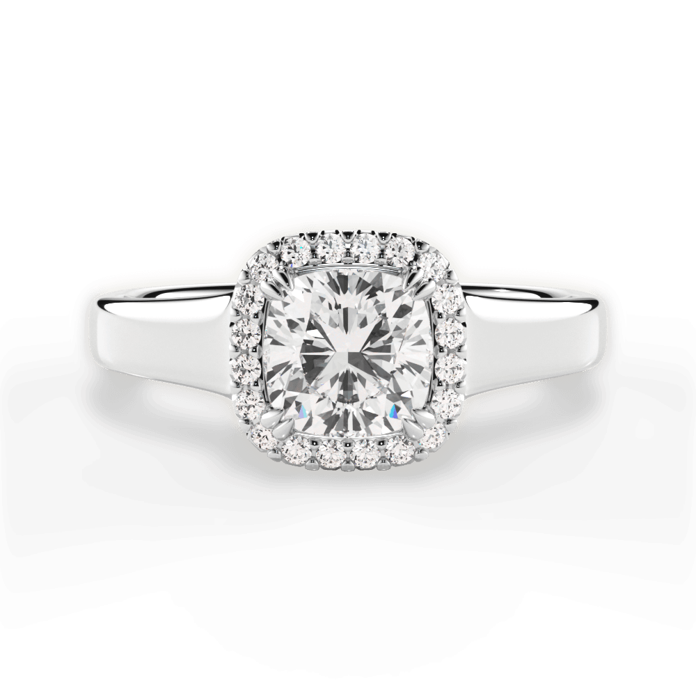 14kt White Gold/18kt White Gold/Platinum/cushion/top