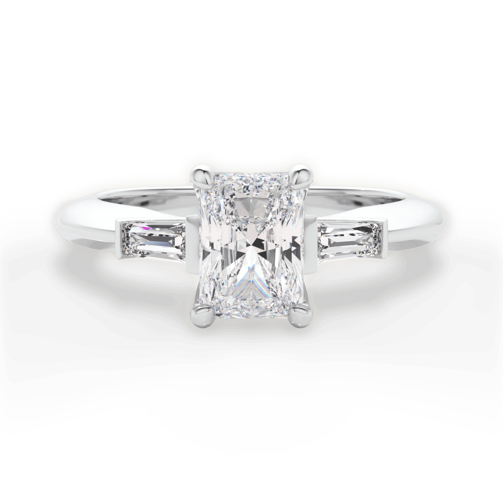 14kt White Gold/18kt White Gold/Platinum/radiant/top