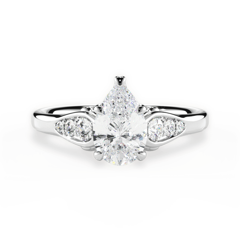 14kt White Gold/18kt White Gold/Platinum/pear/top