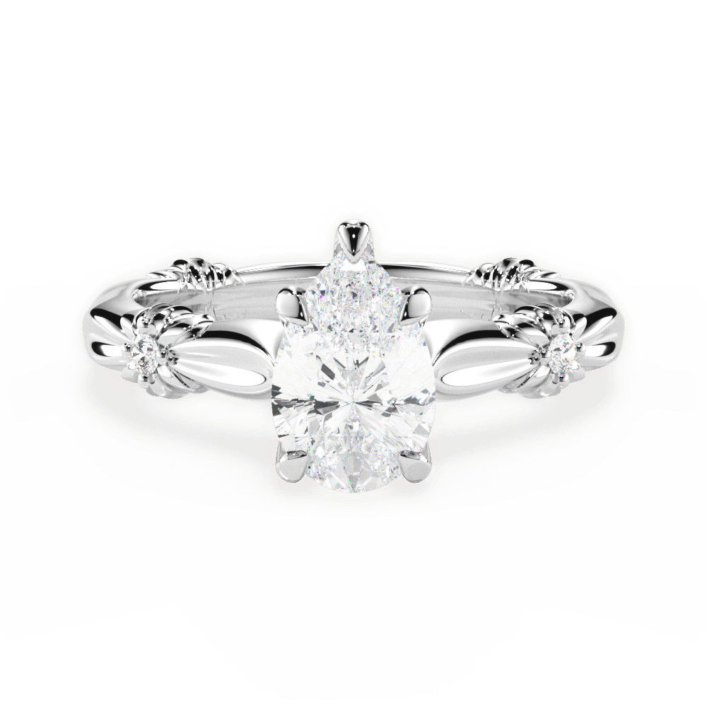 14kt White Gold/18kt White Gold/Platinum/pear/top
