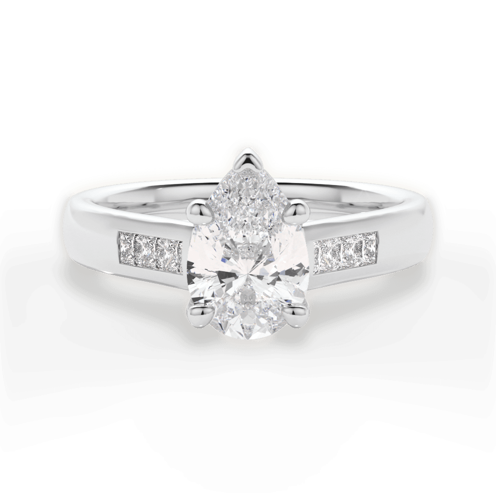 14kt White Gold/18kt White Gold/Platinum/pear/top