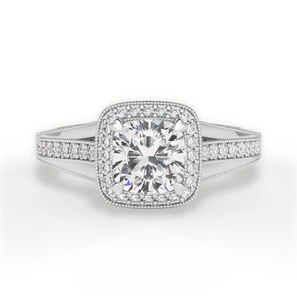 14kt White Gold/18kt White Gold/Platinum/cushion/top
