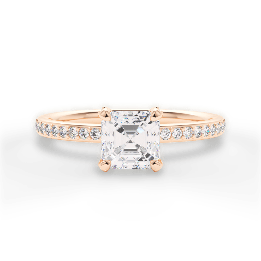 14kt Rose Gold/18kt Rose Gold/asscher/top