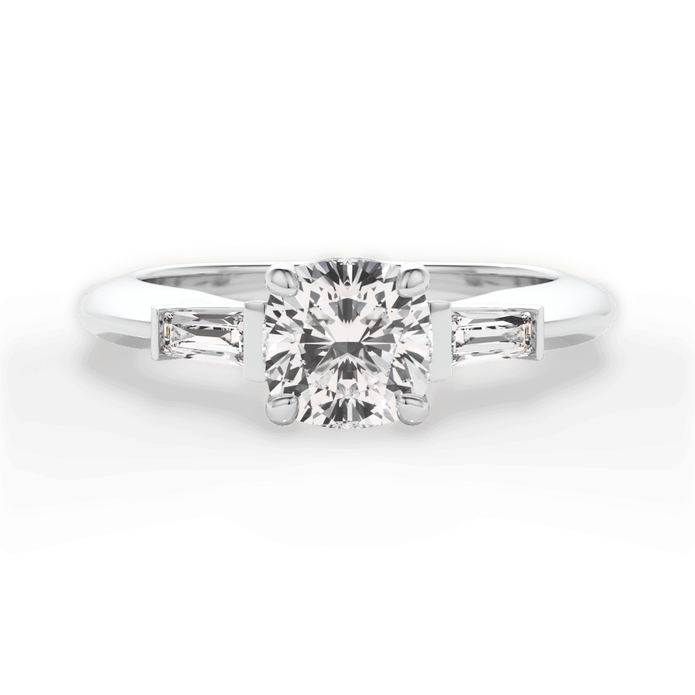 14kt White Gold/18kt White Gold/Platinum/cushion/top