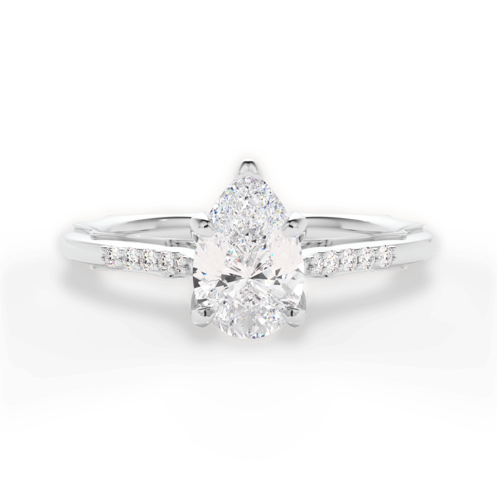 14kt White Gold/18kt White Gold/Platinum/pear/top