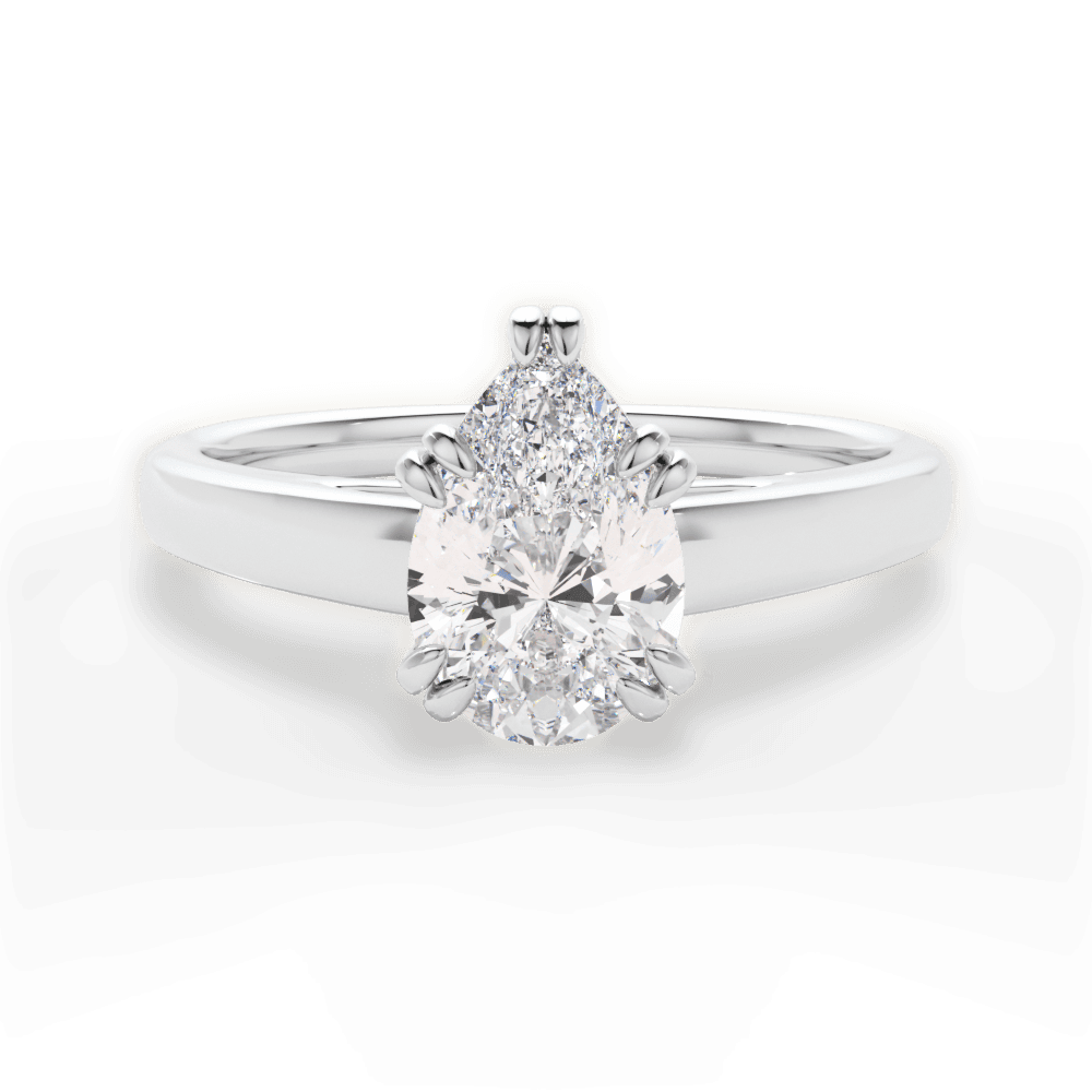 14kt White Gold/18kt White Gold/Platinum/pear/top