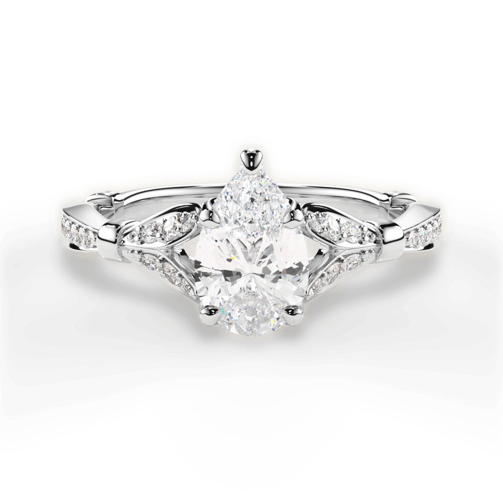 14kt White Gold/18kt White Gold/Platinum/pear/top