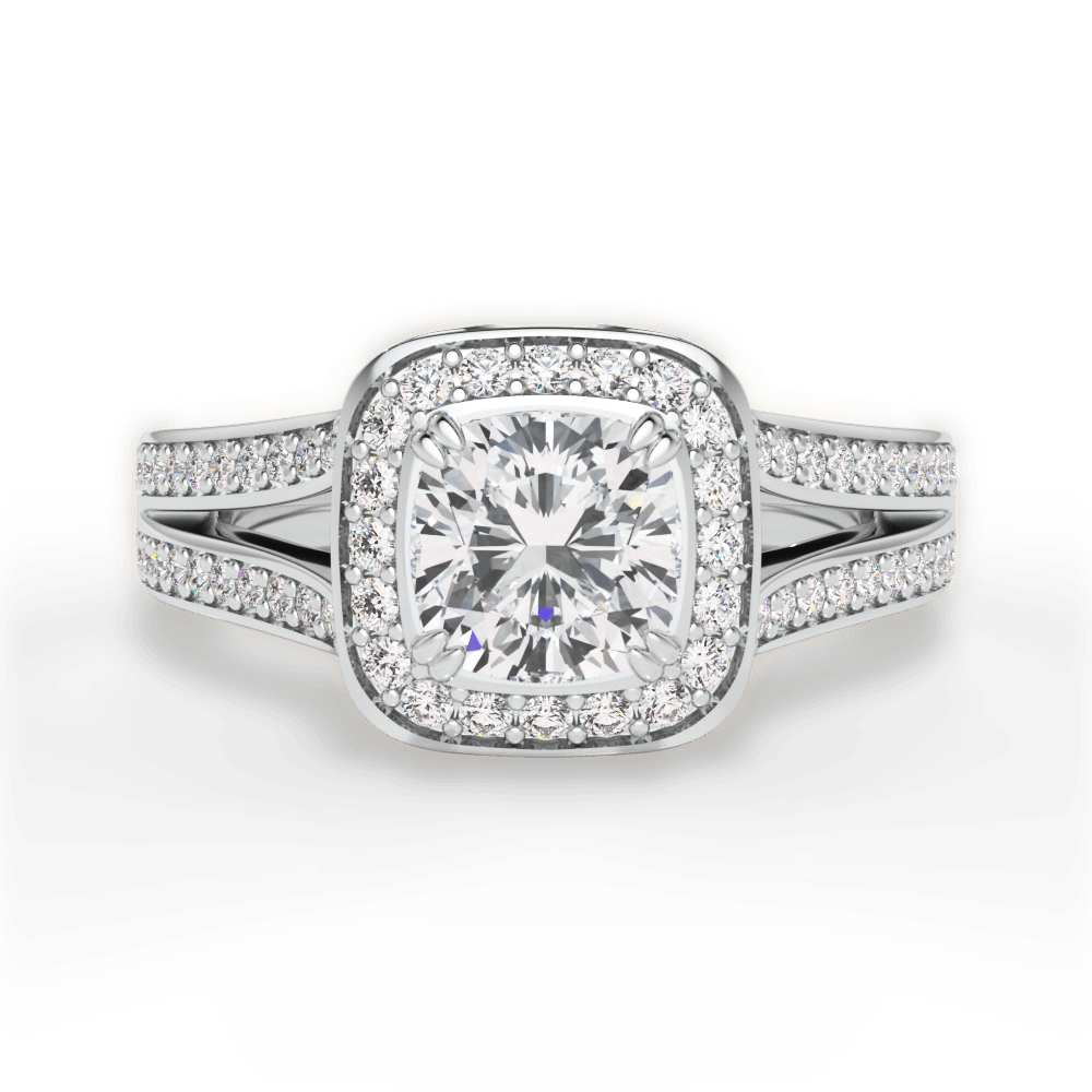 14kt White Gold/18kt White Gold/Platinum/cushion/top