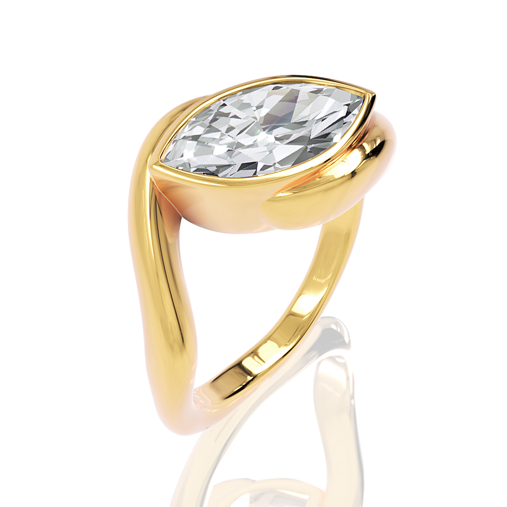 18kt yellow gold/marquise/front