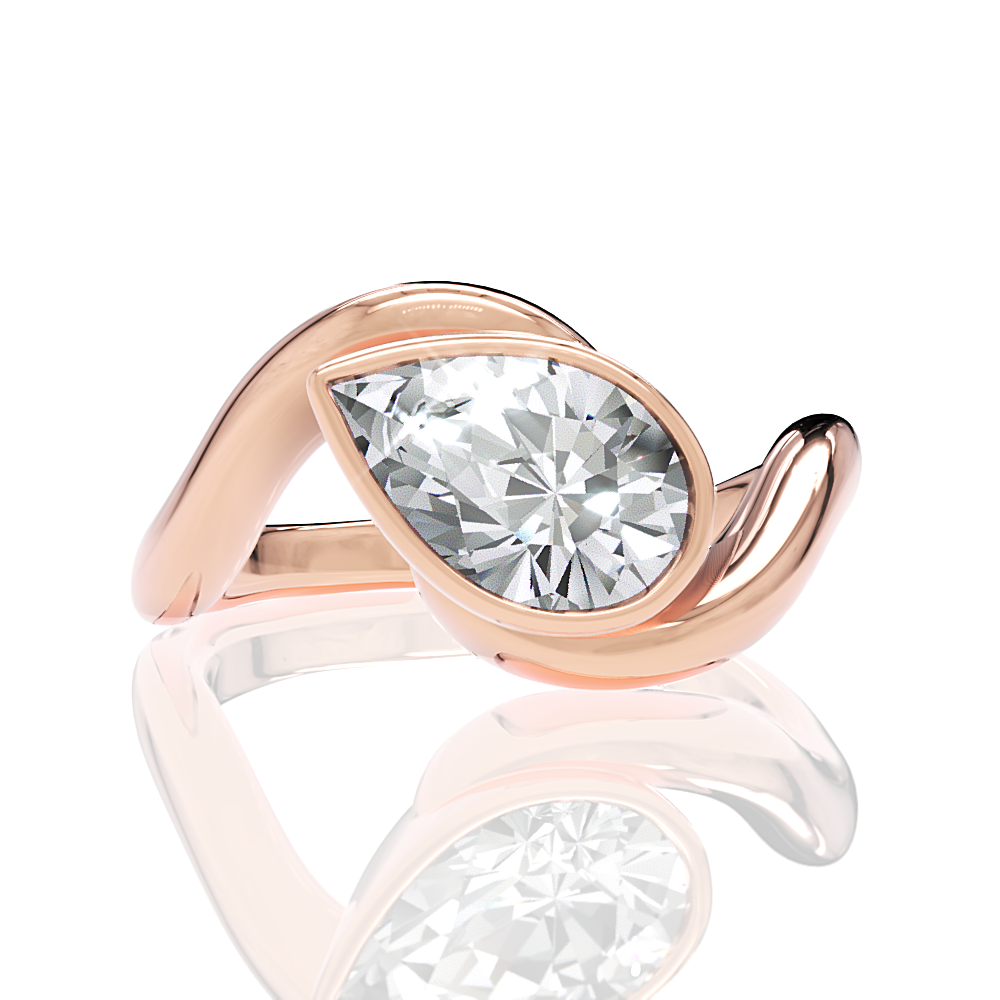 18kt rose gold/pear/top