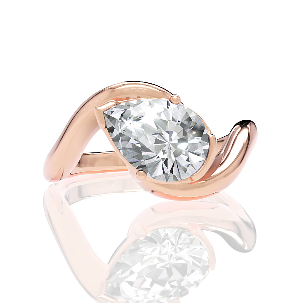 18kt rose gold/pear/top