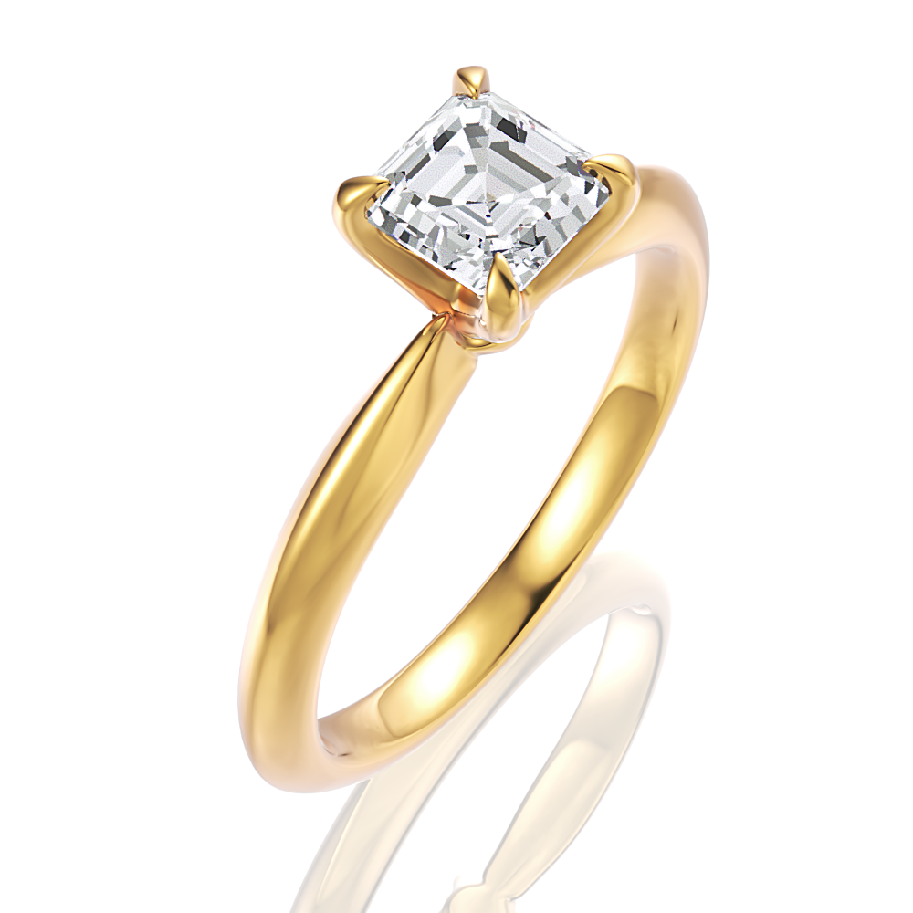 14kt yellow gold/18kt yellow gold/asscher/perspective