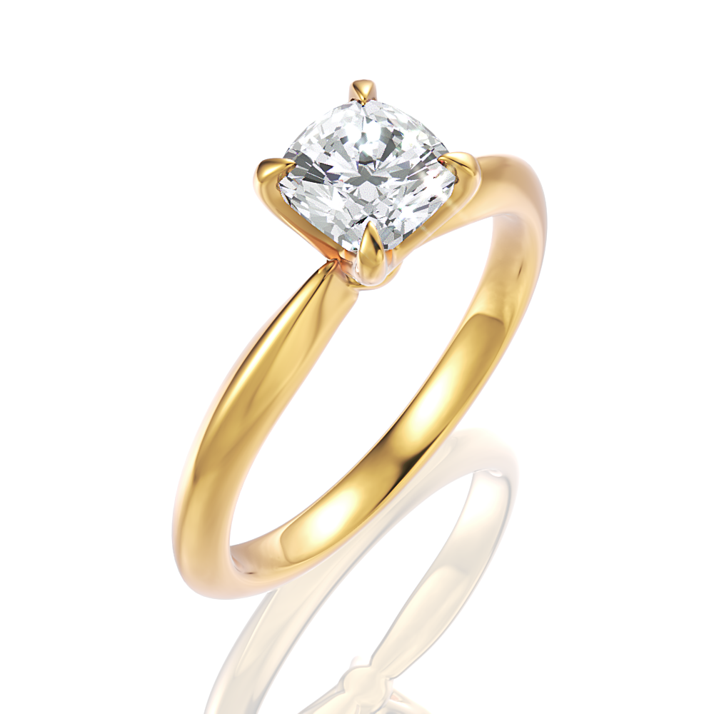 14kt yellow gold/18kt yellow gold/cushion/perspective