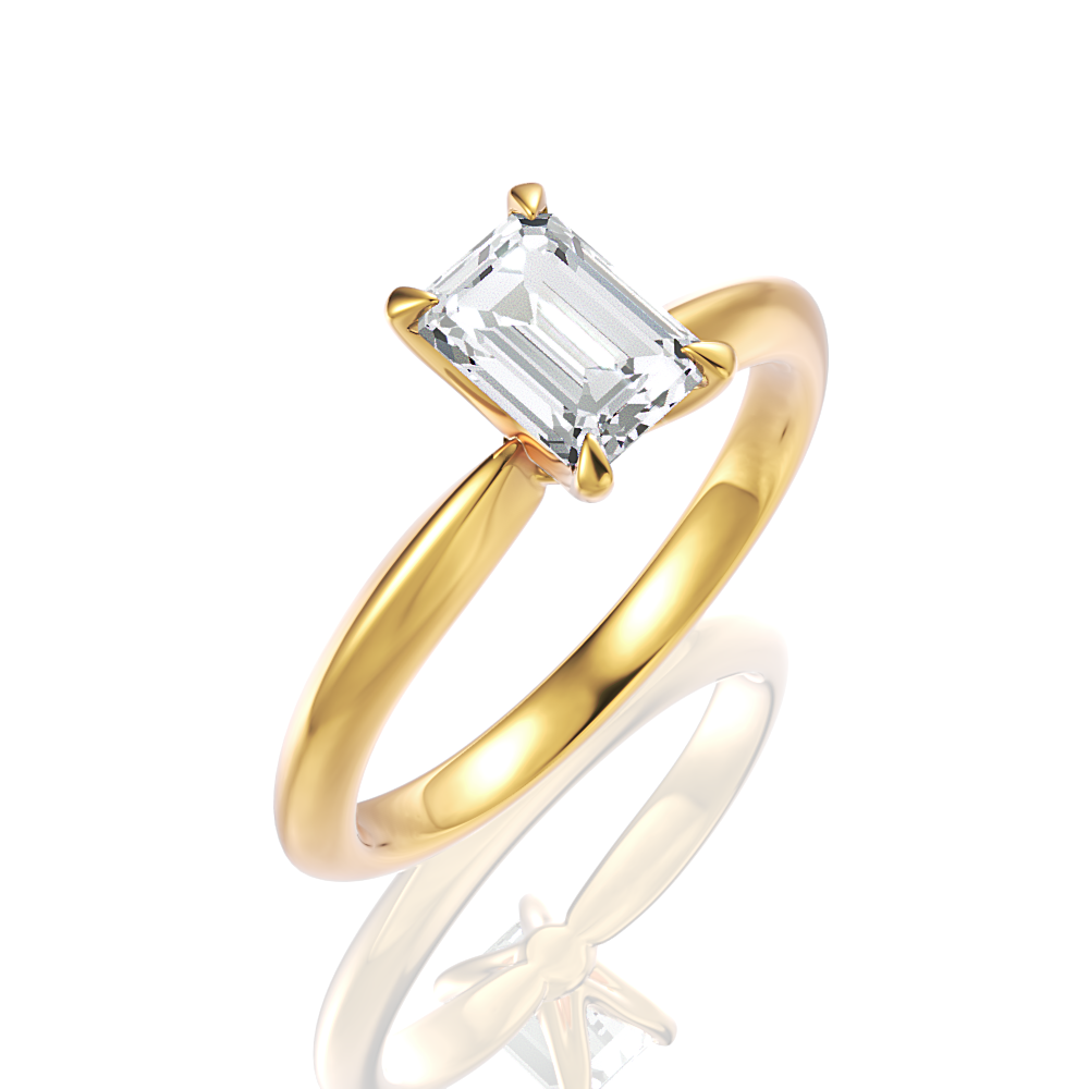 14kt yellow gold/18kt yellow gold/emerald/perspective