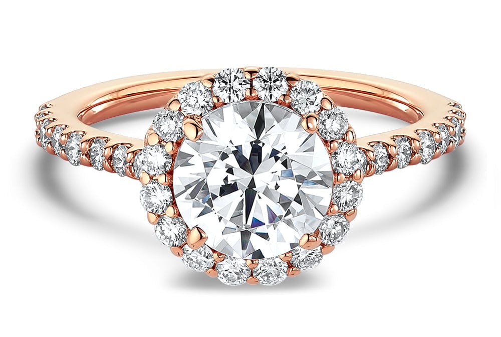 18kt rose gold/round/live