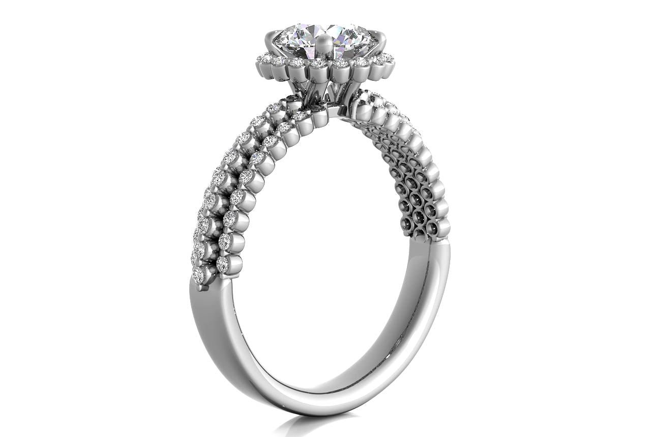 14kt White Gold / Round / Front