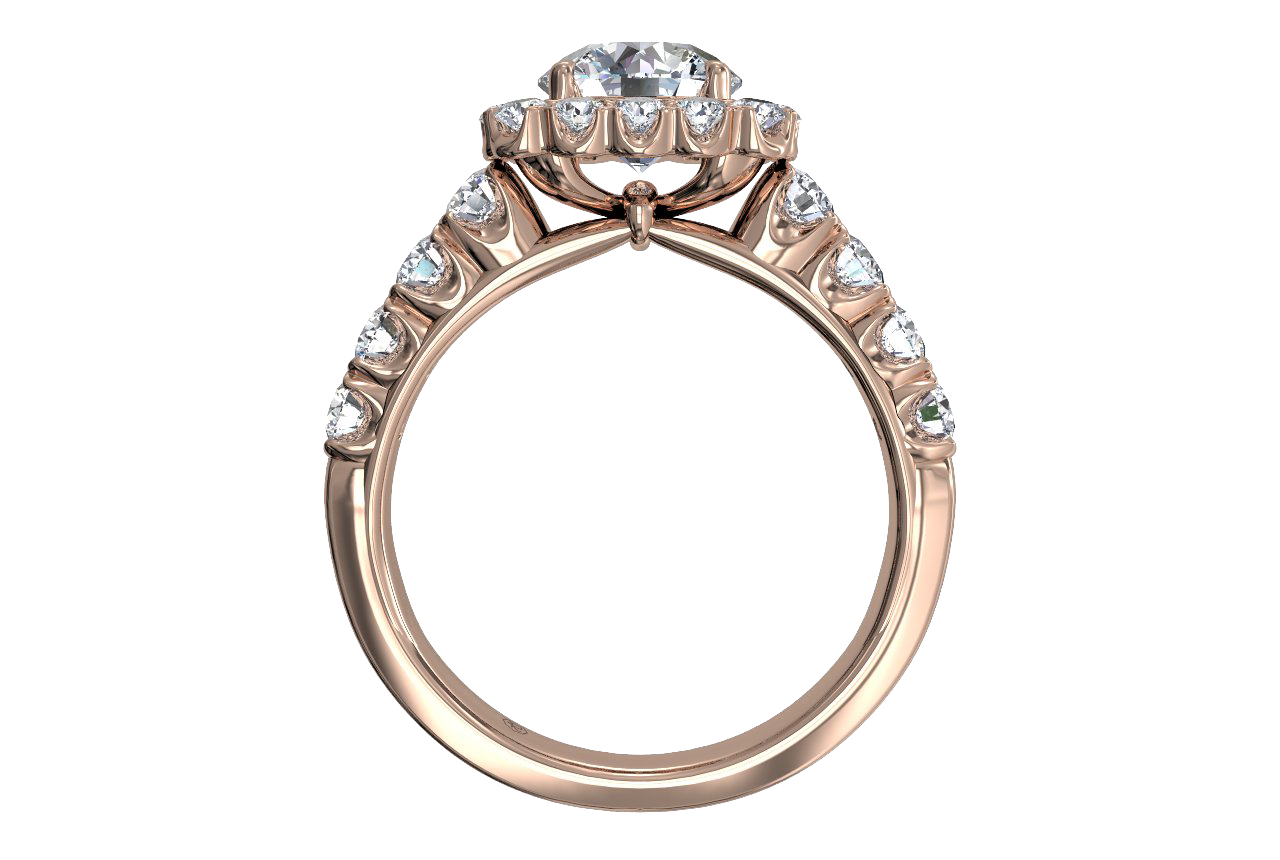 18kt rose gold/round/front