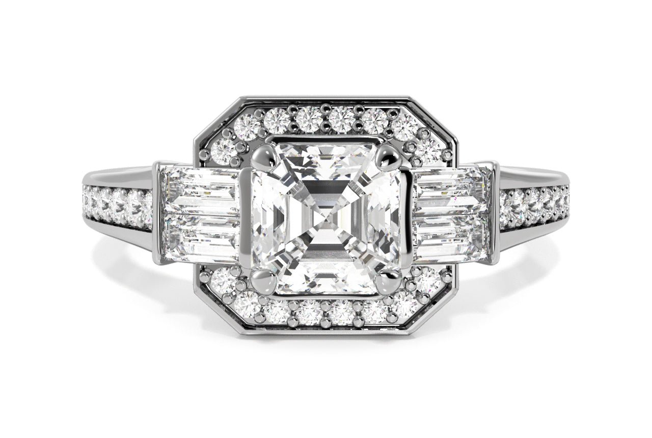 14kt white gold/18kt white gold/platinum/asscher/top