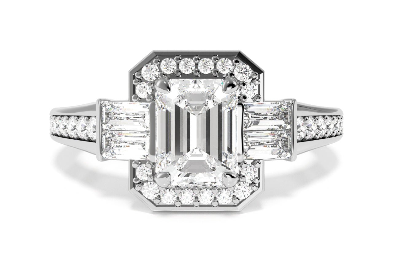 14kt white gold/18kt white gold/platinum/emerald/top