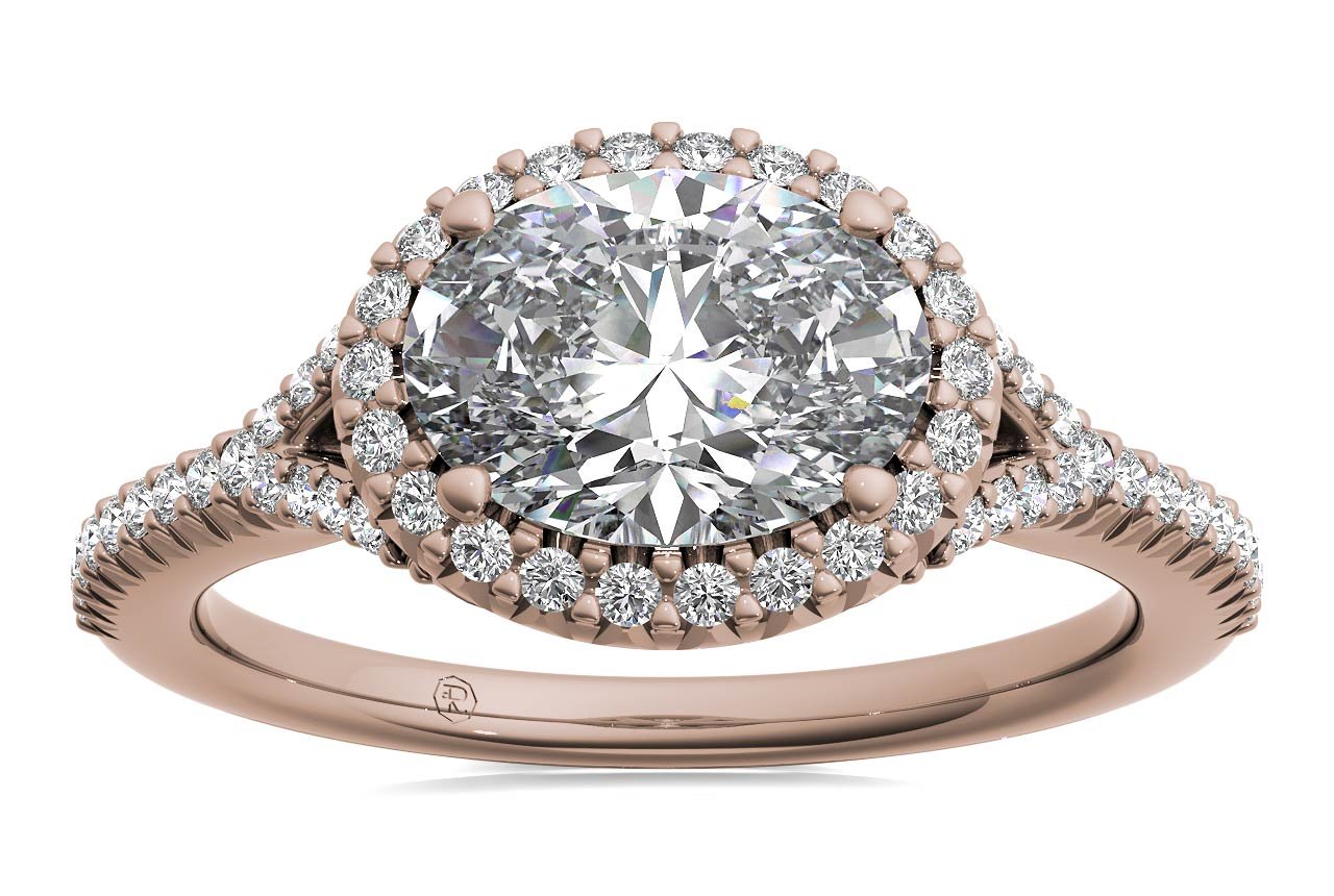 18kt rose gold/oval/front