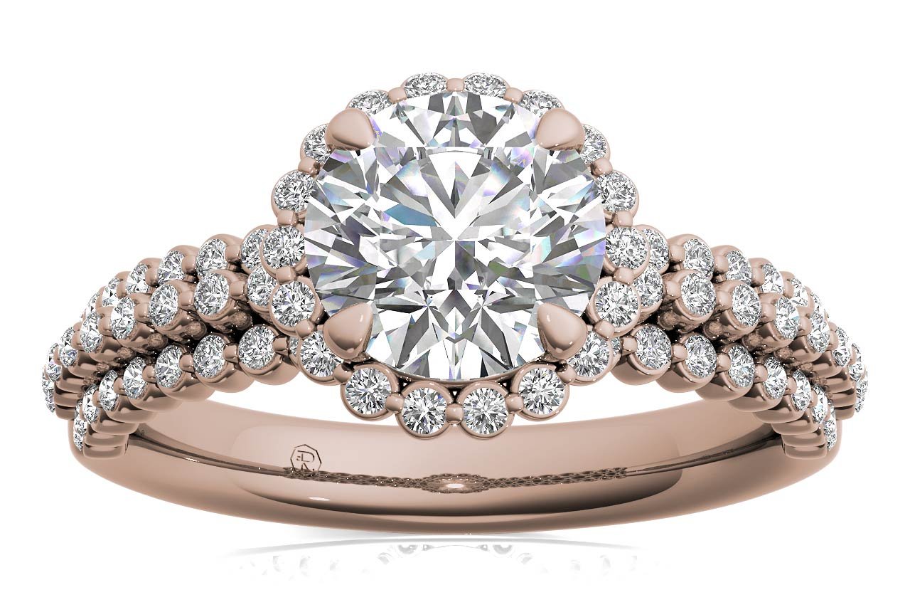 18kt rose gold/round/front