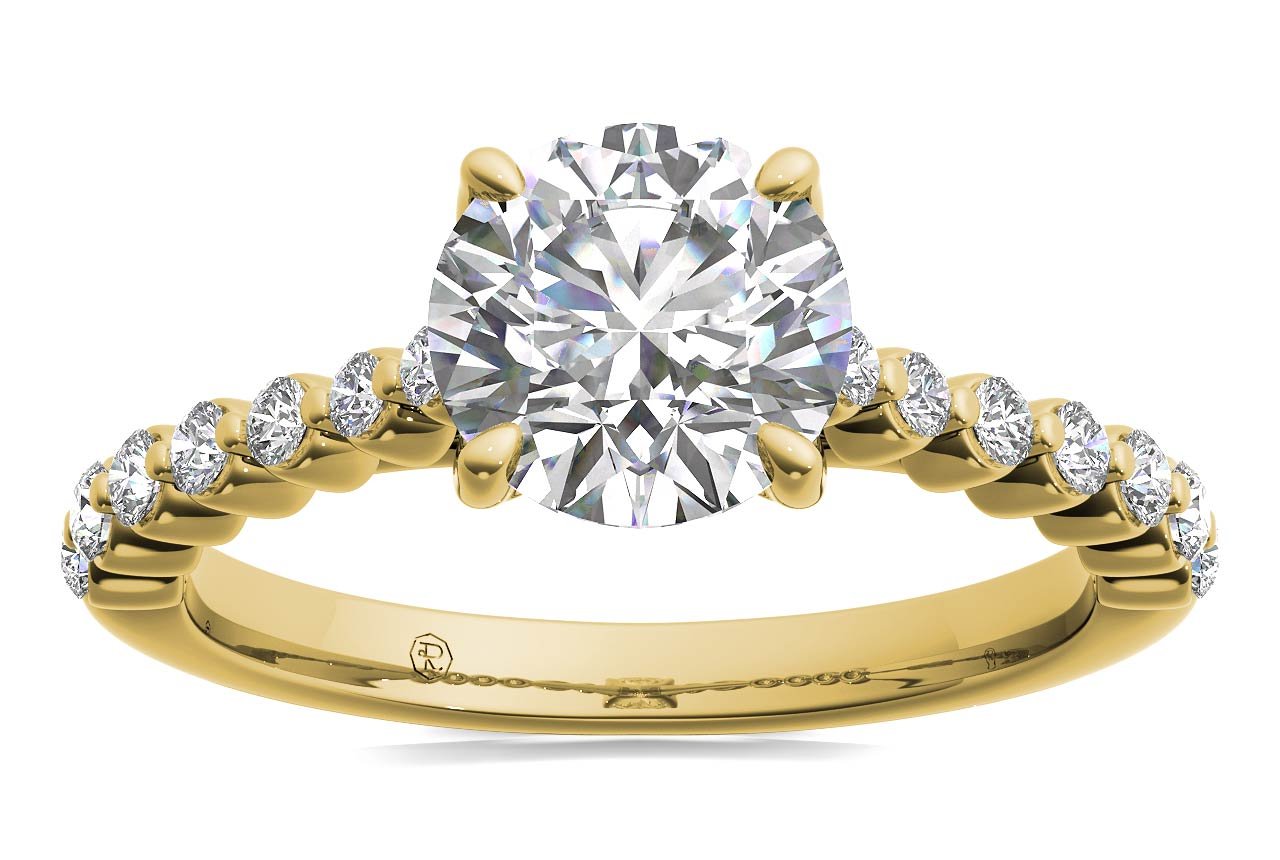18kt yellow gold/round/cushion/princess/radiant/oval/emerald/front