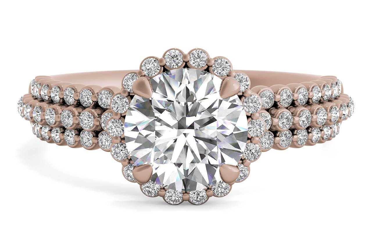 18kt Rose Gold/round/top
